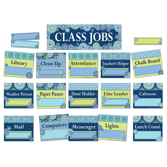 Blue Harmony Class Jobs Mini Bulletin Board Set